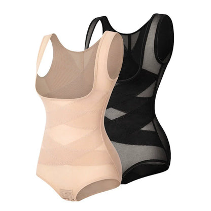 HOOK-AND-EYE MESH SHAPEWEAR BODYSUIT