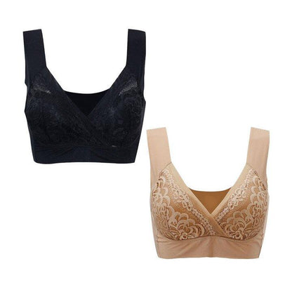 PLUS SIZE COMFORT EXTRA ELASTIC WIRELESS SUPPORT LACE BRA