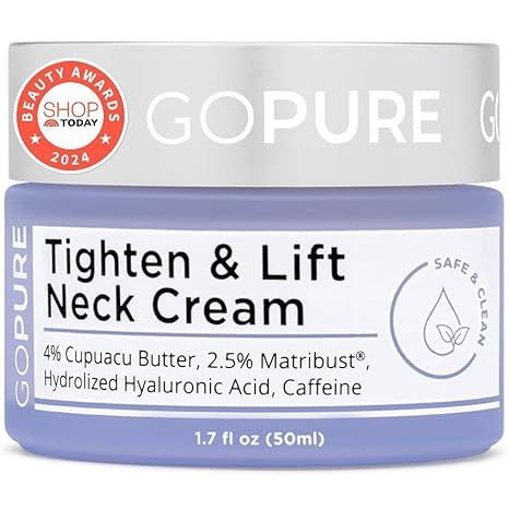 GoPure Tighten & Lift Neck & Chest Moisturizer Cream for Visibly Firming, Tightening and Lifting Wrinkles & Crepey Skin, 1.7oz