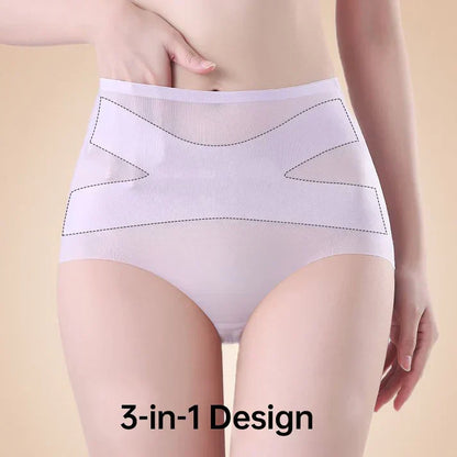 WOMENS HIGH-WAIST BREATHABLE ULTRA-THIN PANTIES WITH TUMMY-CONTROL & HIP-LIFTING