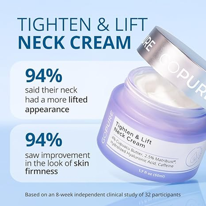 GoPure Tighten & Lift Neck & Chest Moisturizer Cream for Visibly Firming, Tightening and Lifting Wrinkles & Crepey Skin, 1.7oz